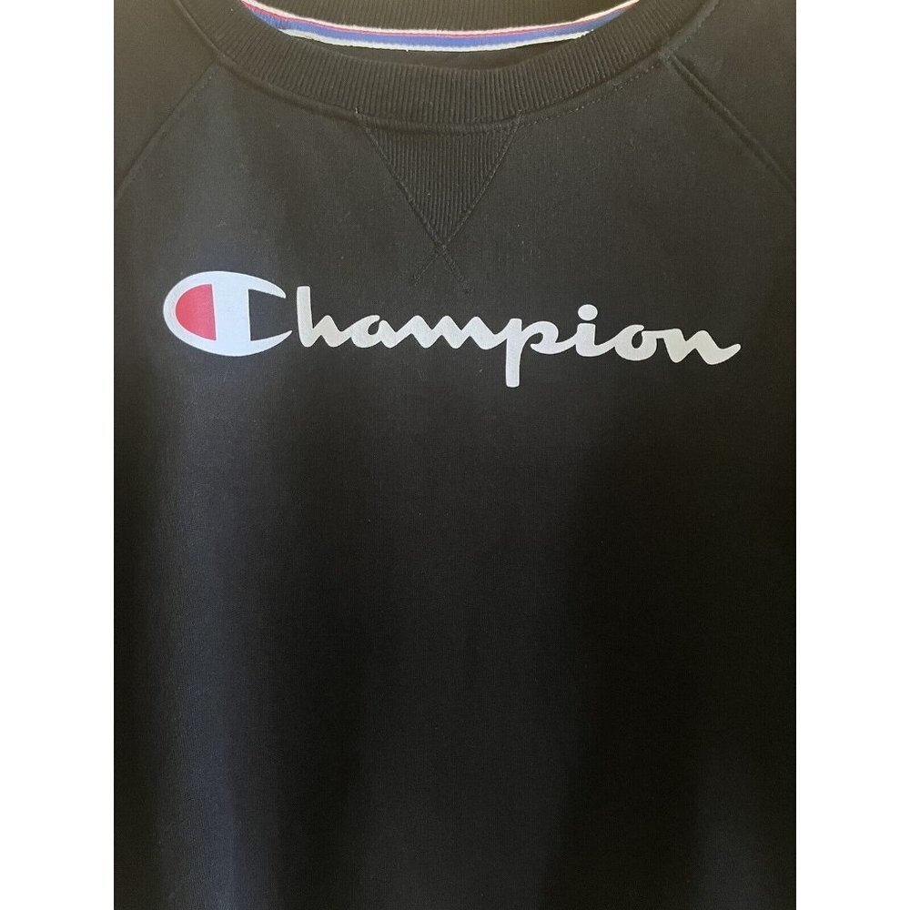 Champion Women’s Powerblend Classic Crewneck Sweatshirt BLACK Size Medium - Picture 3 of 5